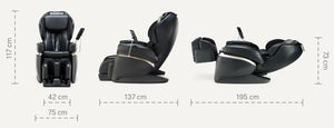 measurement specifications on Black Fujiiryoki JP-2000 Zero Gravity Massage Chair. Advanced 5D AI+ Full Body Massage Experience. Heated Back Massage & Therapeutic.
