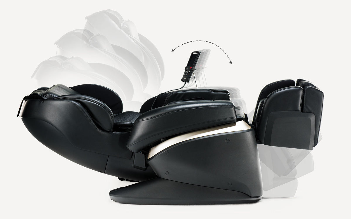 reclining Black Fujiiryoki JP-2000 Zero Gravity Massage Chair. Advanced 5D AI+ Full Body Massage Experience. Heated Back Massage &amp; Therapeutic.