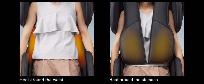 heat massage on the Black Fujiiryoki JP-2000 Zero Gravity Massage Chair. Advanced 5D AI+ Full Body Massage Experience. Heated Back Massage &amp; Therapeutic.