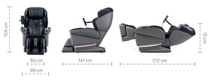 Black and grey Fujiiryoki JP-3000 Zero Gravity Massage Chair. Advanced 5D AI+ Full Body Massage Experience. Specifications