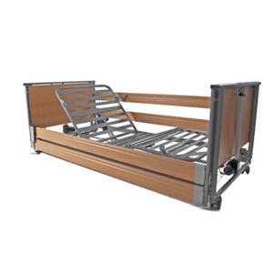 Harvest Healthcare Woburn Community Low Profiling Bed Ideal for At-Risk Patients Compliant with Care Sector Standards Fall Prevention rails view