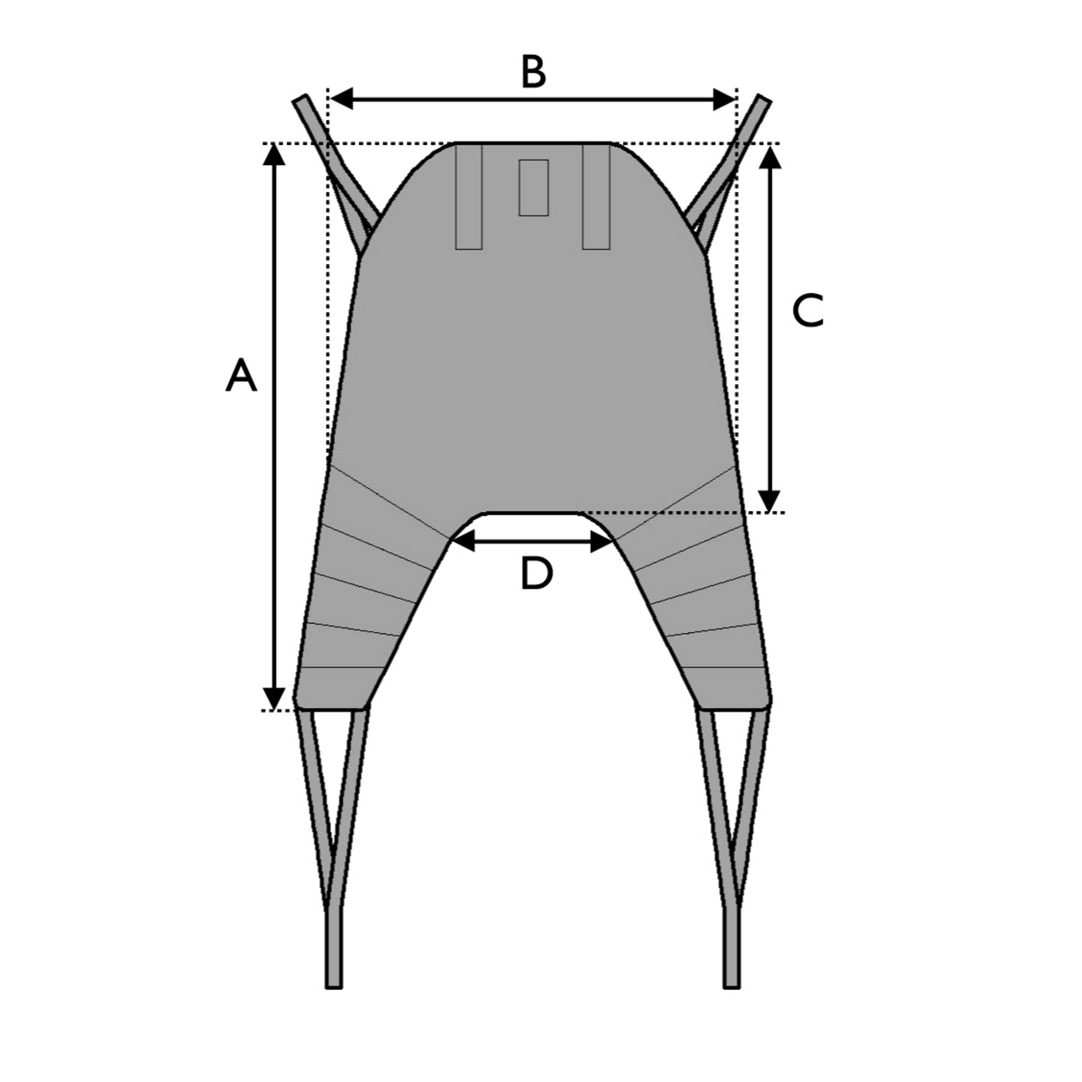 Invacare | Universal High Sling Safe and Comfortable Transfers for Patients with Limited Control  diagram