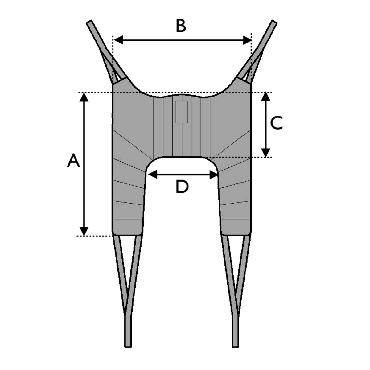 Invacare | Universal Low Sling Net Supporting Hips and Lower Back with Optimal Weight Distribution diagram