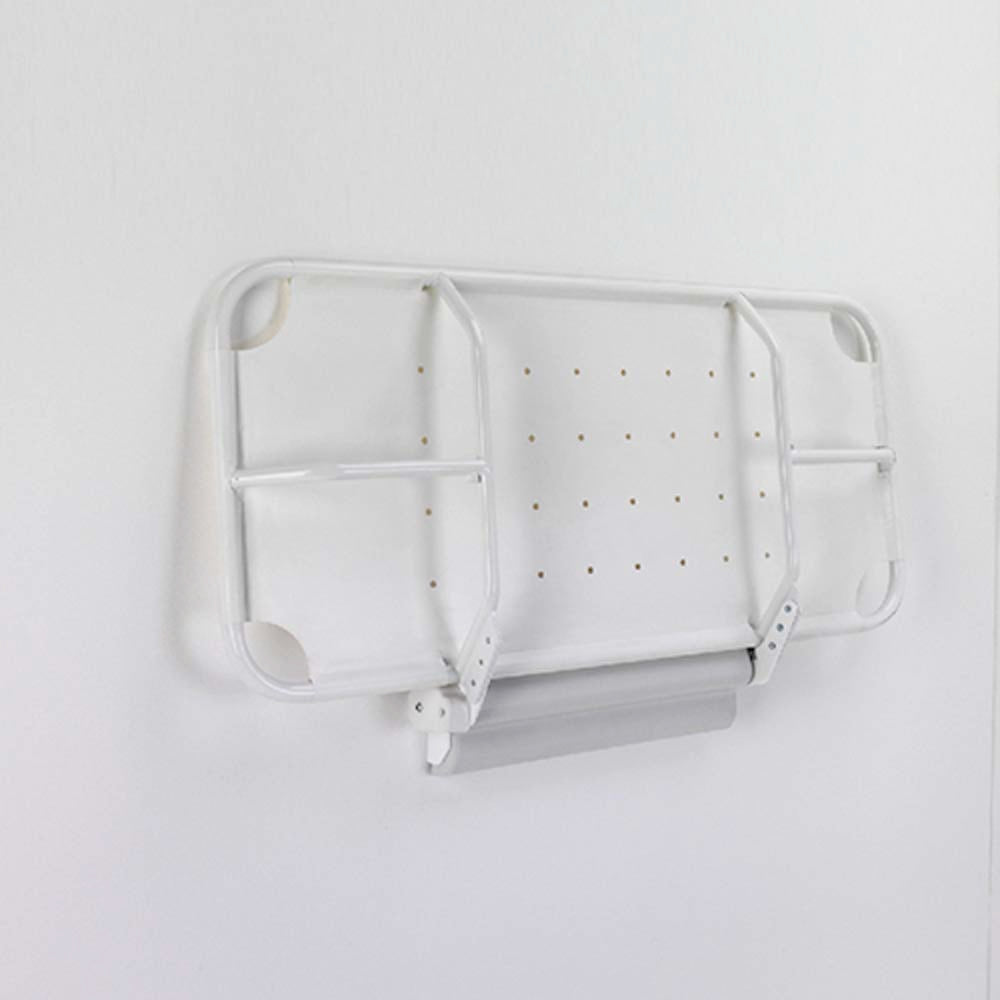 Prism Medical | Freeway Easi-Change Fixed Height Shower Stretcher  folded against wall
