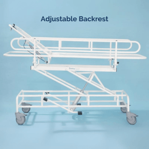 Prism Medical | Freeway Height Adjustable Shower Trolley | For Care Environments | Antimicrobial  with adjustable back rest