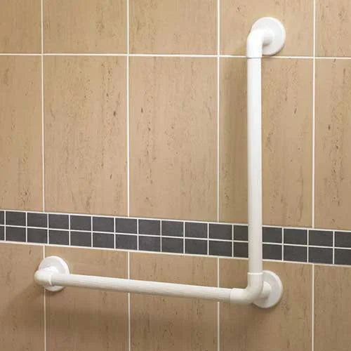 Right angled grab rail 1400 series white AKW
