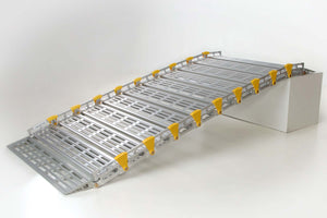 Roll-a-ramp portable and foldable disabled wheelchair ramp on ledge