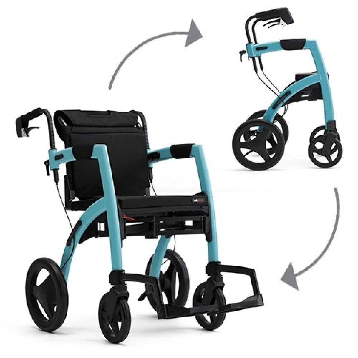 Rollz | Motion 2 Rollator 3-in-1 Rollator Walker and Wheelchair, Effortless Transformation for Dual Mobility Support  blue