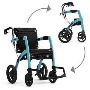 Rollz | Motion 2 Rollator 3-in-1 Rollator Walker and Wheelchair, Effortless Transformation for Dual Mobility Support  blue