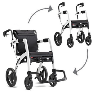 Rollz | Motion 2 Rollator 3-in-1 Rollator Walker and Wheelchair, Effortless Transformation for Dual Mobility Support  white