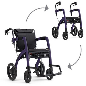 Rollz | Motion 2 Rollator 3-in-1 Rollator Walker and Wheelchair, Effortless Transformation for Dual Mobility Support  purple