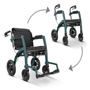 Rollz | Motion Performance Rollator & Wheelchair All-Terrain Rollator Walker and Wheelchair with Air Tires and Underseat Basket Accessory transformation from wheelcgair to rollator and vice versa