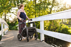 rollz motion rhythm rollator and wheelchair being used outdoors 2