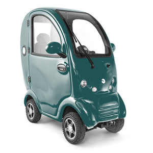 Green Scooterpac Cabin Car Mk2 Plus Mobility Scooter with Airbubbl Air Purifier Your Ultimate Personal Mobility Solution