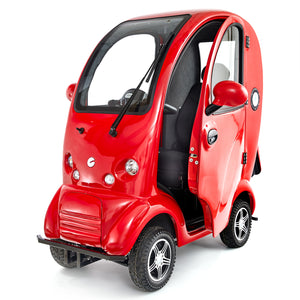 Red Scooterpac Cabin Car Mk2 Plus Mobility Scooter with Airbubbl Air Purifier Your Ultimate Personal Mobility Solution
