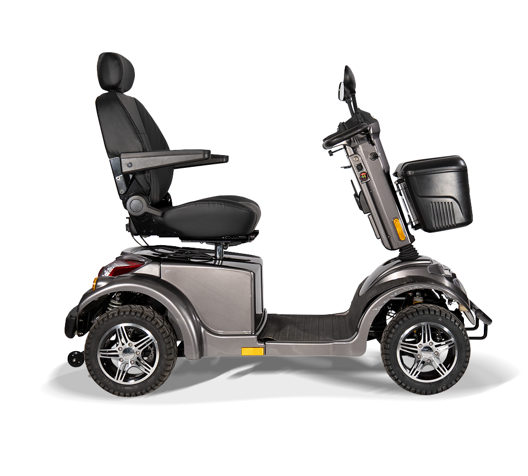 Grey Scooterpac Ignite 8mph Electric Mobility Scooter 40 Mile Range side view