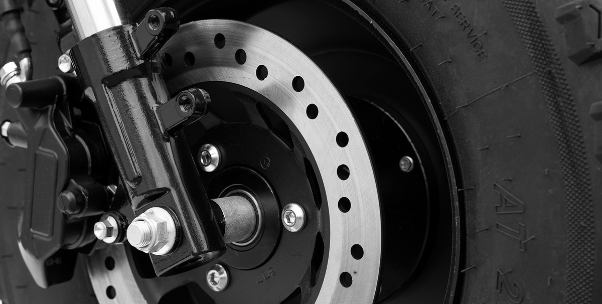 Scooterpac | Invader Off Road 16mph Electric Mobility Scooter 30 Mile range, close up of brakes