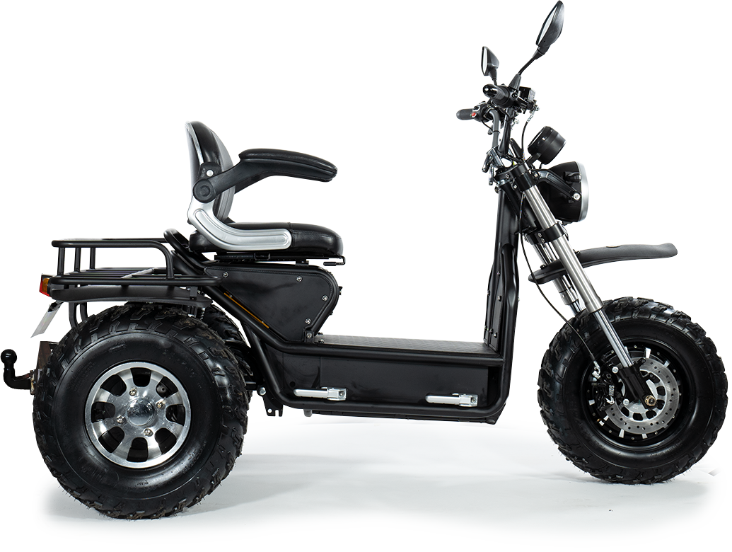 Scooterpac | Invader Off Road 16mph Electric Mobility Scooter 30 Mile range, black colour side view