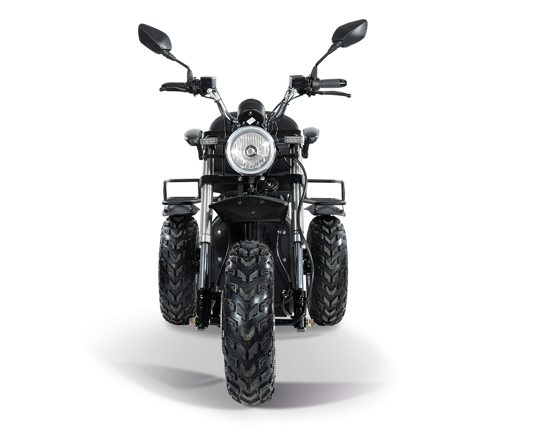 Scooterpac | Invader Off Road 16mph Electric Mobility Scooter 30 Mile range, black colour, front view