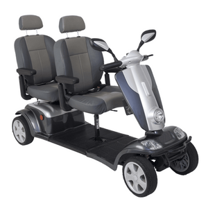 Grey Scooterpac Tandem 2 Seat Mobility Scooter. Two-Person Mobility Solution