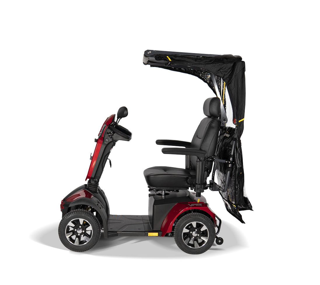 Scooterpac Universal Foldaway mobility scooter Canopy. automated Rain protection unfolding